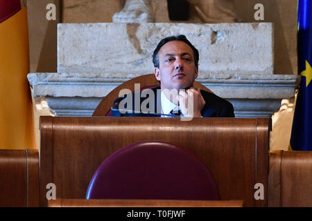 Foto Fabrizio Amis / LaPresse 30/03/2017 Roma (ITALIA) Assemblée Capitolina Nella foto : Marcello De Vito Ph Fabrizio Amis / LaPresse 30/03/2017 Rome (Italie) à l'Assemblée Capitolina pic : Marcello De Vito Banque D'Images