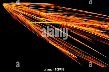 Des étincelles de feu météore effet spécial résumé, fond sombre, horizontal, isolé Banque D'Images