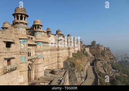 Man Singh Palace - fort de Gwalior - Gwalior - Madhya Pradesh - Inde du Nord Banque D'Images