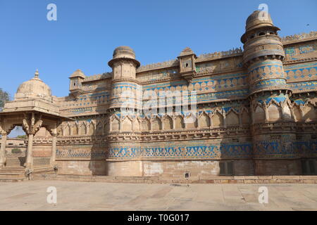 Man Singh Palace - fort de Gwalior - Gwalior - Madhya Pradesh - Inde du Nord Banque D'Images