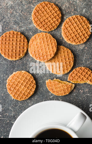 Gaufres sucrées biscuits. Vue d'en haut. Banque D'Images