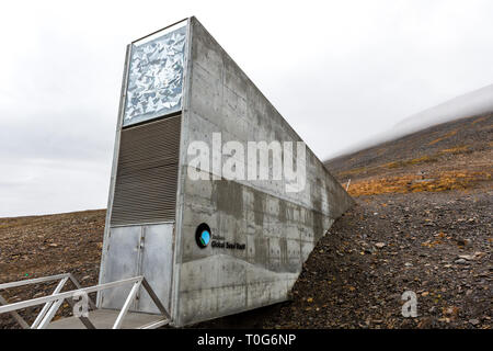 Dans la chambre forte semencière mondiale de Svalbard, Norvège Banque D'Images