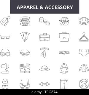 Magasins de vêtements et accessoires pour les icônes de la ligne web et mobile de conception. Signes d'avc modifiable. Les magasins d'accessoires & vêtements illustrations résumé du concept Illustration de Vecteur