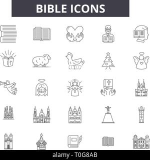 Ligne de la Bible et d'icônes pour le web et les terminaux mobiles. Signes d'avc modifiable. Résumé du concept de la Bible illustrations Illustration de Vecteur