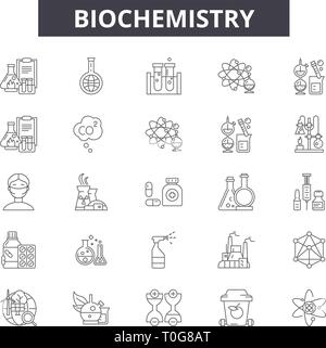 Ligne de biochimie et d'icônes pour le web et mobile. Signes d'avc modifiable. Biochimie résumé du concept illustrations Illustration de Vecteur