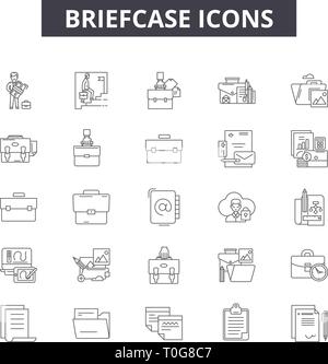 Icônes de ligne porte-documents pour le web et les terminaux mobiles. Signes d'avc modifiable. Porte-documents résumé du concept illustrations Illustration de Vecteur