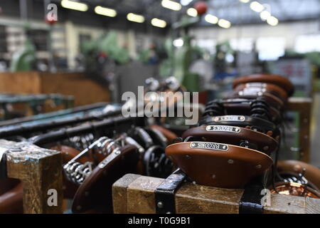 Brooks l'Angleterre. Société réputée pour produire le meilleur vélo sattle cuir Banque D'Images