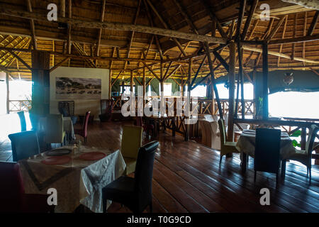 L'intérieur de cratère Safari Lodge situé à proximité de la forêt de Kibale National Park dans le sud-ouest de l'Ouganda, l'Afrique de l'Est Banque D'Images