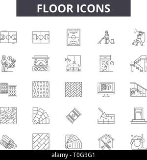 Icônes Les icônes de la ligne de plancher pour le web et les terminaux mobiles. Signes d'avc modifiable. Icônes de plancher résumé du concept illustrations Illustration de Vecteur
