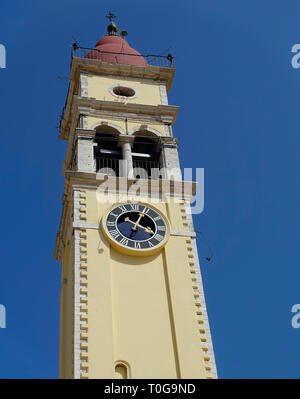 Clocher de l'église Saint Spiridon, centre historique, Corfou, Kerkyra, Site du patrimoine mondial de l'UNESCO, l'île de Corfou, îles Ioniennes, Grèce, Europ Banque D'Images