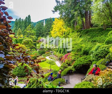 VICTORIA, Colombie-Britannique - le 21 mai 2016 : les Jardins Butchart, près de Victoria, de recevoir plus d'un million de visiteurs chaque année, et ont été désignés une Nati Banque D'Images