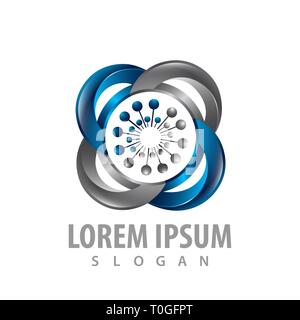 Pissenlit fleur 3D concept logo design. L'élément de modèle graphique symbole Illustration de Vecteur