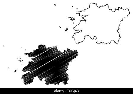 Province Jeolla du nord (Corée du Sud, République de Corée, République de Corée, les provinces de Corée du Sud) map vector illustration gribouillage, croquis Jeollabuk-do site Illustration de Vecteur