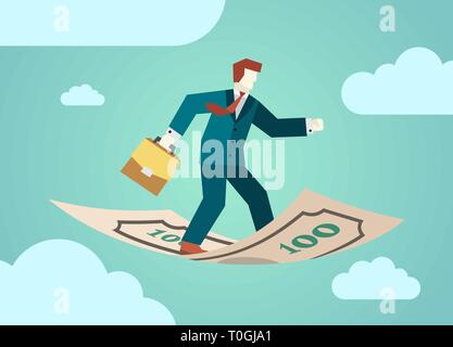 Porte-documents avec un diplomate businessman standing on vole de l'argent euros. Business marketing finances concept. Télévision vector illustration Illustration de Vecteur