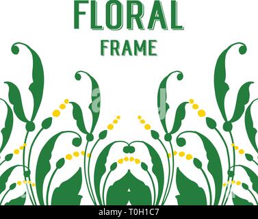 Vector illustration divers vert foncé ornementé floral frame hand drawn Illustration de Vecteur