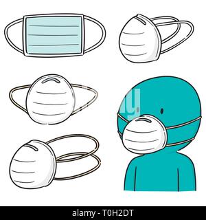 Vector set de masque de protection médicale Illustration de Vecteur