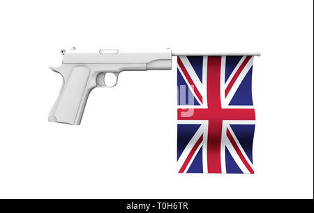 Royaume-uni concept de contrôle des armes à feu. Pistolet manuel avec drapeau national Banque D'Images