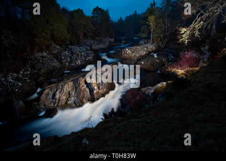 Achness Cascade, Glen Sutherland, Cassley Banque D'Images