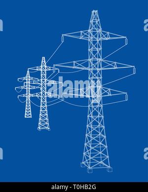 Les pylônes électriques ou les tours électriques concept. Vector Illustration de Vecteur