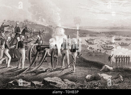 La conduite d'Eyre majeur Oude rebelles de Allahabad, Uttar Pradesh, Inde, Asie, 1857 Banque D'Images
