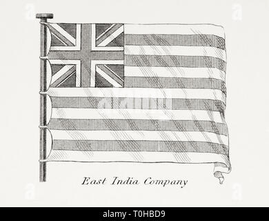 Drapeau de la société de l'Inde de l'est ancien drapeau vintage 1800s Banque D'Images