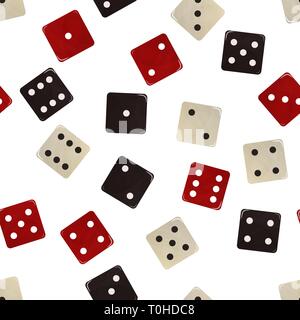 Dés blancs, rouges et noirs. Fond de motif sans couture. Illustration vectorielle. Casino et jeux d'argent Illustration de Vecteur