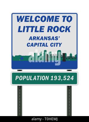 Vector illustration de la Bienvenue à Little Rock Arkansas Capitale road sign Illustration de Vecteur