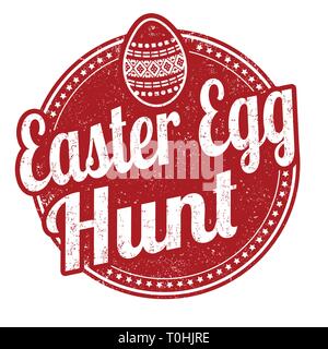 Chasse aux œufs de Pâques, signer ou apposer sur fond blanc, vector illustration Illustration de Vecteur