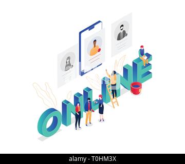 Gestion des RH - vector illustration isométrique colorée moderne Illustration de Vecteur