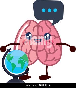 cerveau caricature monde bulle de discours créativité illustration vectorielle Illustration de Vecteur
