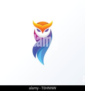 Owl Full Color Design Concept Illustration Vector Modèle. Convient pour l'industrie créative, multimédia, animation, formation, boutique, et toute relation Illustration de Vecteur