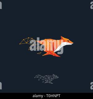 L'exécution de Fox Color Design Concept Illustration Vector Modèle. Convient pour l'industrie créative, multimédia, animation, formation, boutique, et des re Illustration de Vecteur
