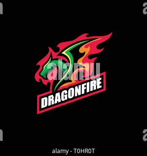 Abstract Fire Dragon vector illustration modèle. Convient pour l'industrie créative, multimédia, animation, formation, boutique, et toutes les Illustration de Vecteur