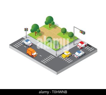 Les arbres 3D isométrique Illustration de Vecteur