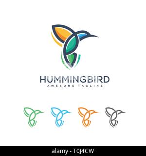 Abstract Humming Bird illustration vector modèle. Convient pour l'industrie créative, multimédia, animation, formation, boutique, et n'importe quel trait Illustration de Vecteur