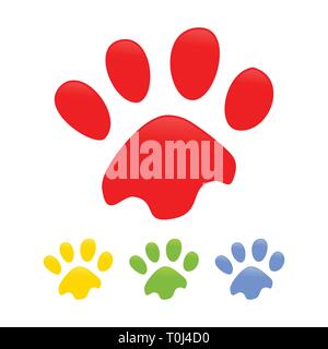 Empreintes de pattes de chien couleur symbole vecteur modèle de conception de logo graphique Illustration de Vecteur