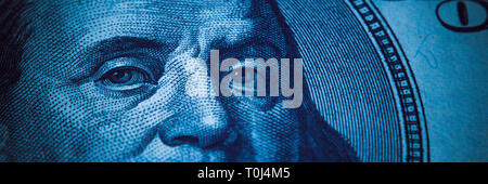 Portrait de Benjamin Franklin à partir de 100 dollars Le projet de loi Banque D'Images