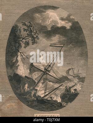 "Un naufrage", 1773. Créateur : John Pye. Banque D'Images