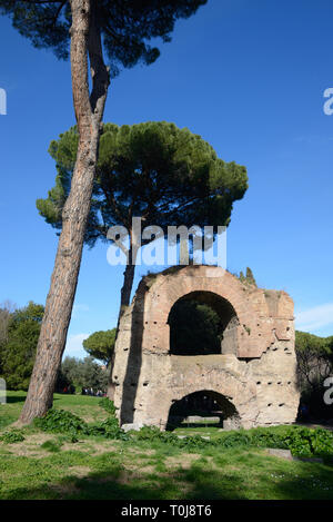 Ruines de l'Aqua Claudia ancien aqueduc romain, l'aqueduc ou Nero (Arcus) nerioniani sur colline du Palatin ou jardins Palatin Rome Italie Banque D'Images