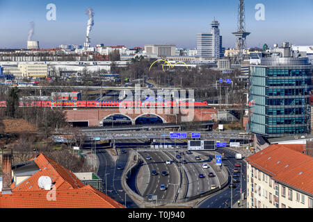 La tour de radio de correspondance, Charlottenburg, Berlin, Allemagne, Autobahnkreuz Funkturm, Deutschland Banque D'Images