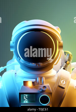 Portrait d'un astronaute canadien prêt à explorer l'inconnu. 3D illustration. Banque D'Images