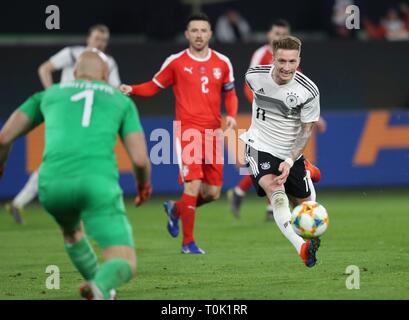 Wolfsburg, Allemagne. Mar 21, 2019. firo : 20.03.2019, Football, 2018/2019, Landerspiel : Équipe nationale : Allemagne - Serbie 1 : 1 Marco Reus | Conditions de crédit dans le monde entier : dpa/Alamy Live News Banque D'Images