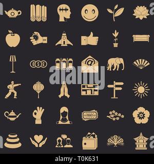 Icons set yoga sains, le style simple Illustration de Vecteur