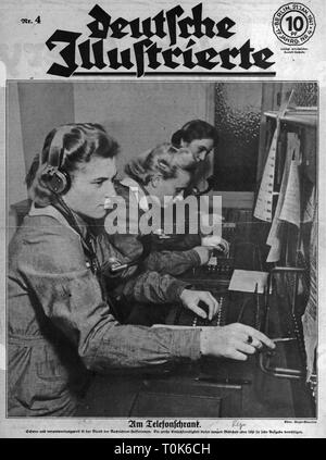 Événements, Seconde Guerre mondiale / LA DEUXIÈME GUERRE MONDIALE, L'Allemagne, les femmes dans la guerre, les auxiliaires de la Wehrmacht à un commutateur téléphonique fort, le "Deutsche Illustrierte", 21.1.1941, Additional-Rights Clearance-Info-Not-Available- Banque D'Images