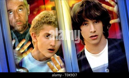 GEORGE CARLIN, ALEX WINTER, Keanu Reeves, Bill and Ted's Excellent Adventure, 1989 Banque D'Images