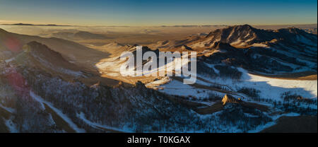 Lever du soleil en Suisse, mongole, Parc National de Gorkhi-Terelj en Mongolie Banque D'Images