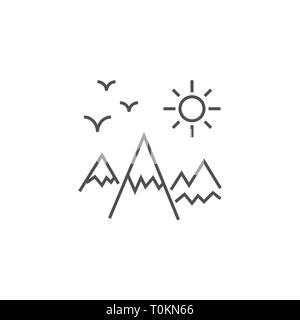 L'icône du paysage de montagnes. Paysage de montagnes l'icône de la ligne du vecteur connexe. Isolé sur fond blanc. Avc. modifiable Illustration de Vecteur