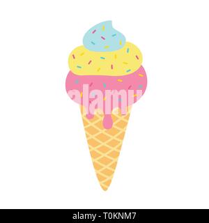 Cartoon cute ice cream avec glacis colorés Illustration de Vecteur