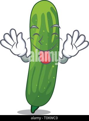 Langue tranche de concombre frais sur mascot board Illustration de Vecteur