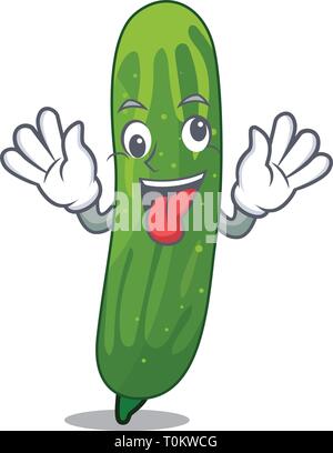 Douce folie tranche de concombre sur mascot board Illustration de Vecteur